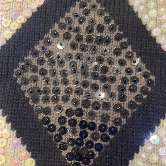 Alfred Dunner Black and White Crew Neck Sweater with Diamond Pattern - Picture 3 of 5